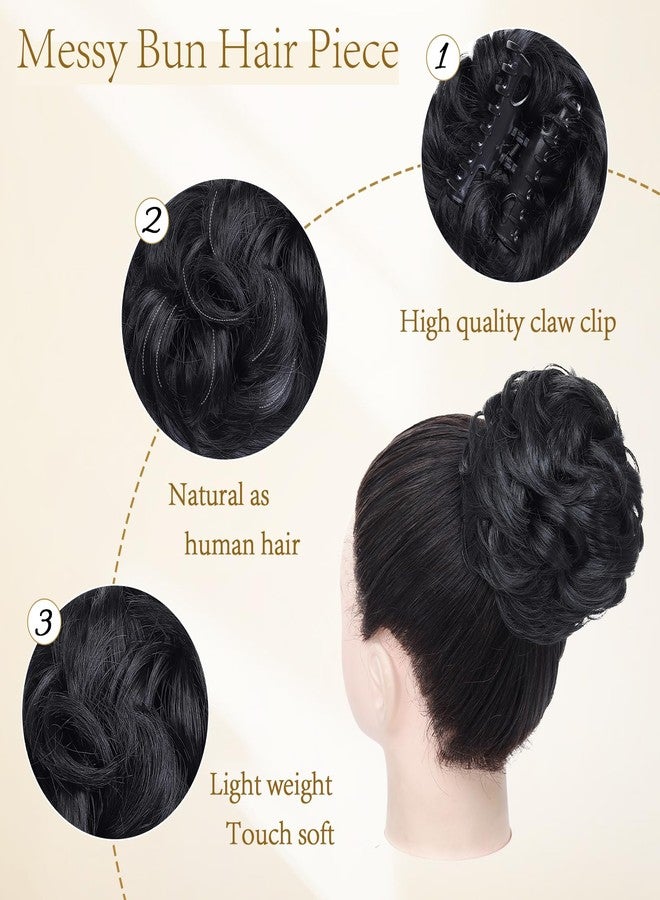 Cesomeey Messy Bun Hair Piece, Wavy Claw Clip Messy Bun Hair Clip, Synthetic Fake Buns Hairs Extensions, Soft hairs buns Hairpieces for Women Daily Wear (1B#-Black, 1 Count (Pack of 1)) - Image 5
